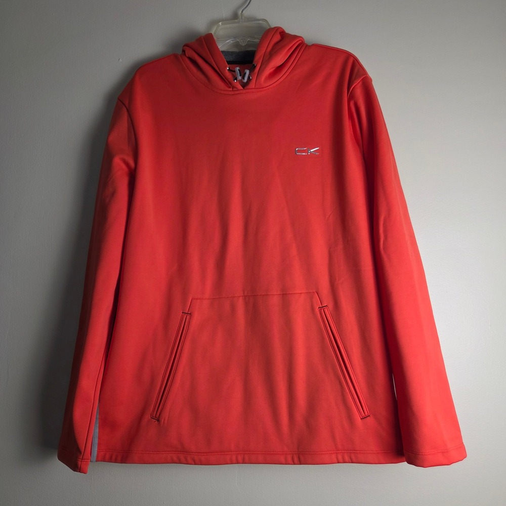 Calvin Klein Performance Mens XL Orange Thermal Hoodie Pullover Sweatshirt